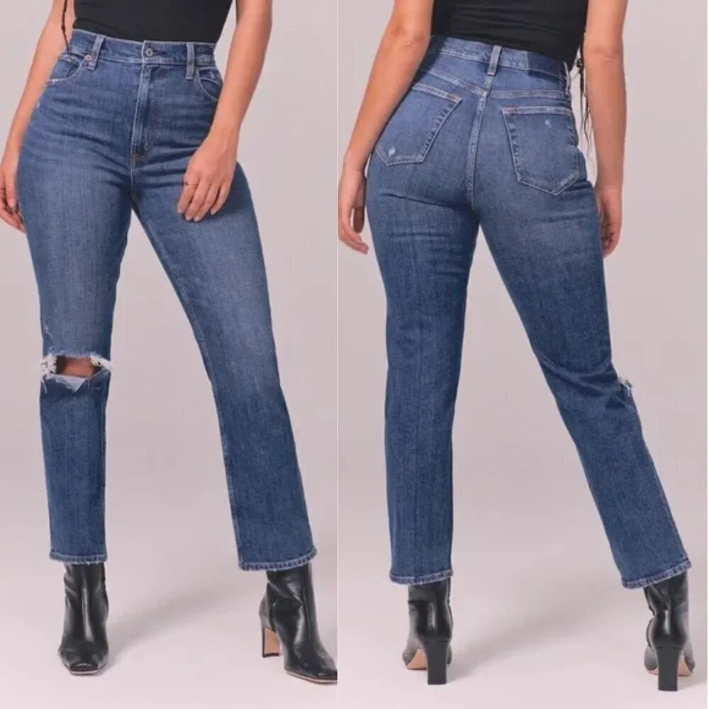 Abercrombie & Fitch ultra high rise blue jeans 37585